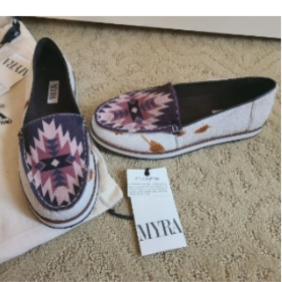 Myra Bag Women's sz 8 Gothic Sneaker Hair On Aztec Leather Slip On 🆕⌚📦🏃 - Picture 6 of 16